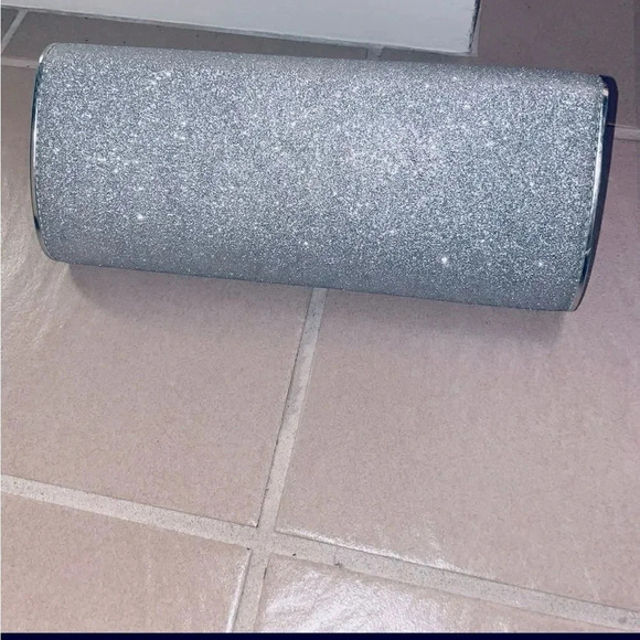 VINTAGE SILVER GLITTER SPARKLE ENVELOPE CLUTCH EVENING BAG - Picture 4 of 6